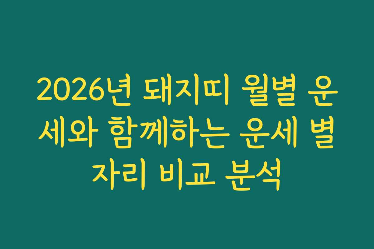 2026년 돼지띠 월별 운세와 함께하는 운세 별자리 비교 분석