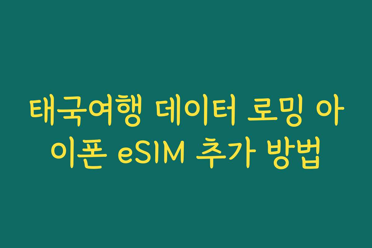 태국여행 데이터 로밍 아이폰 eSIM 추가 방법