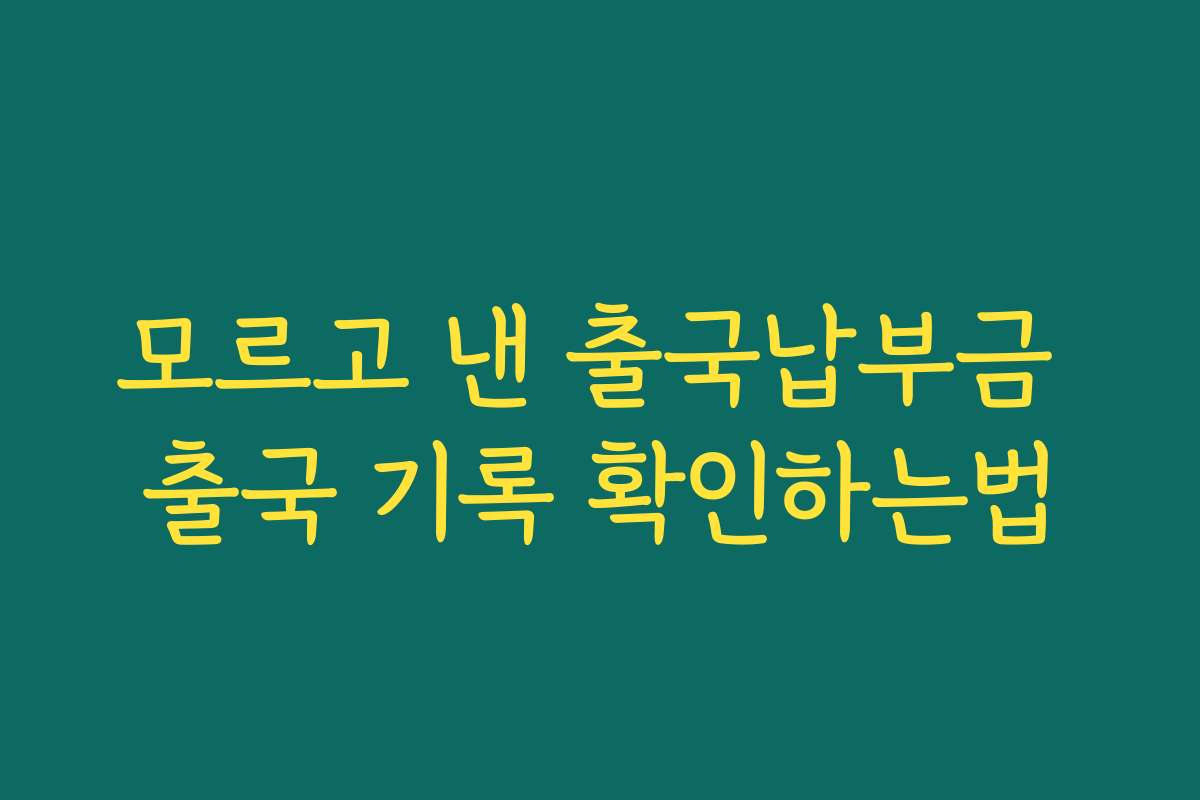 모르고 낸 출국납부금 출국 기록 확인하는법