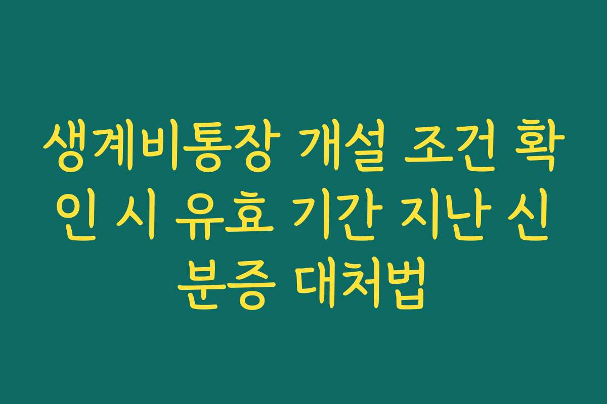 생계비통장 개설 조건 확인 시 유효 기간 지난 신분증 대처법