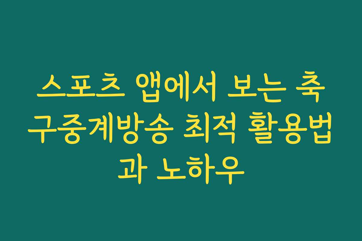 스포츠 앱에서 보는 축구중계방송 최적 활용법과 노하우