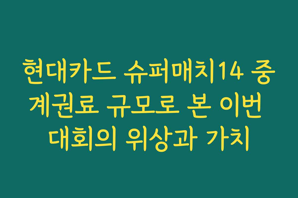 현대카드 슈퍼매치14 중계권료 규모로 본 이번 대회의 위상과 가치