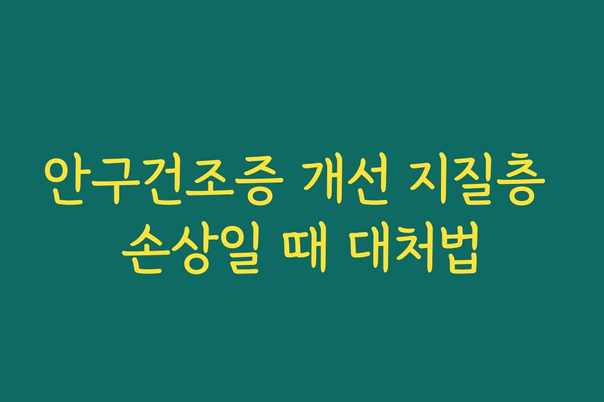 안구건조증 개선 지질층 손상일 때 대처법