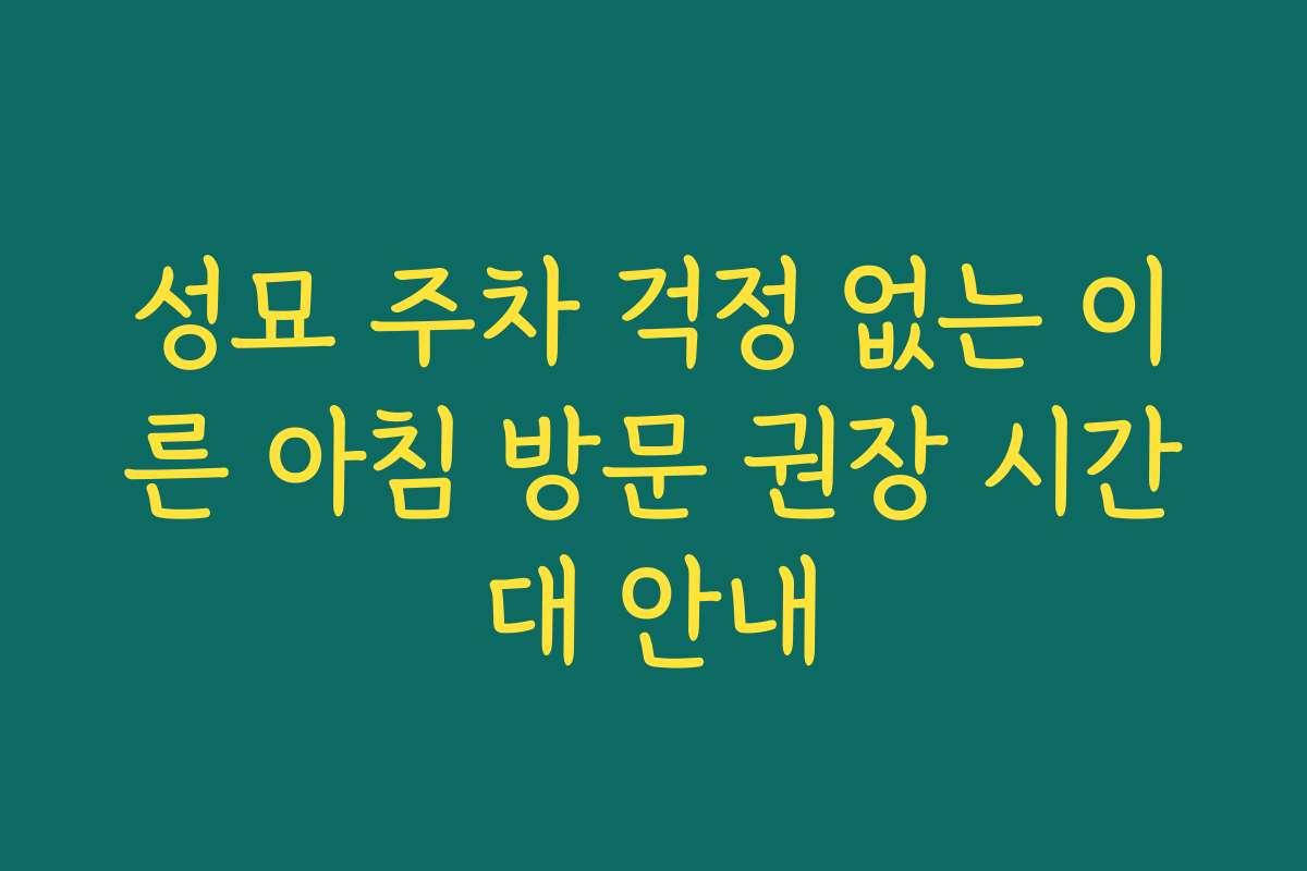 성묘 주차 걱정 없는 이른 아침 방문 권장 시간대 안내