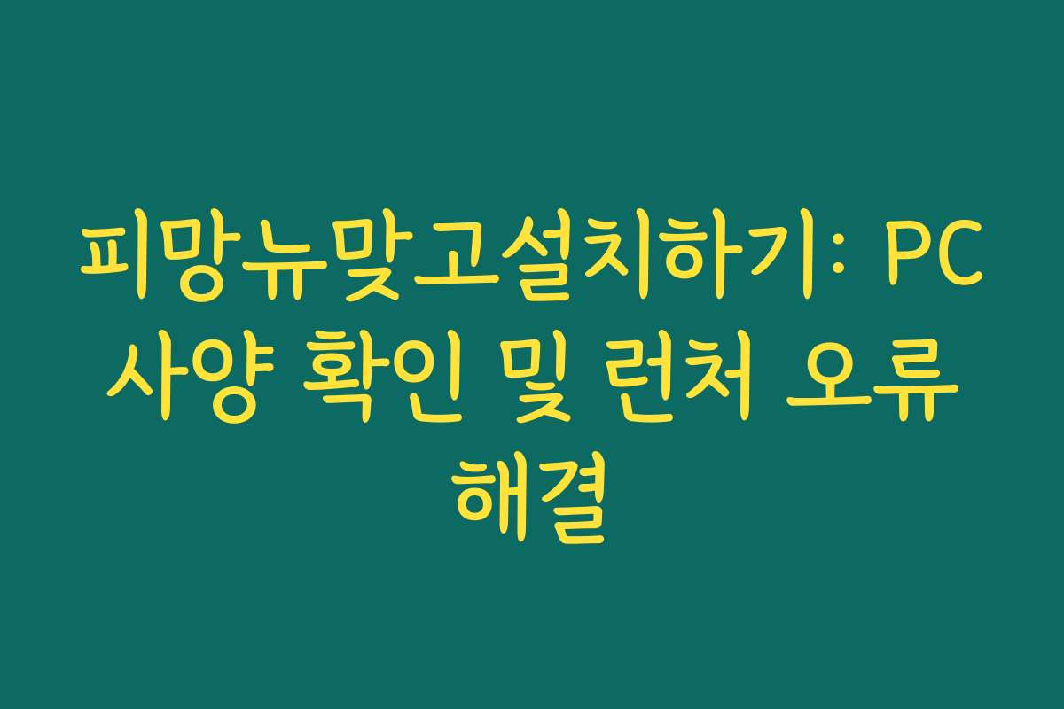 피망뉴맞고설치하기: PC 사양 확인 및 런처 오류 해결
