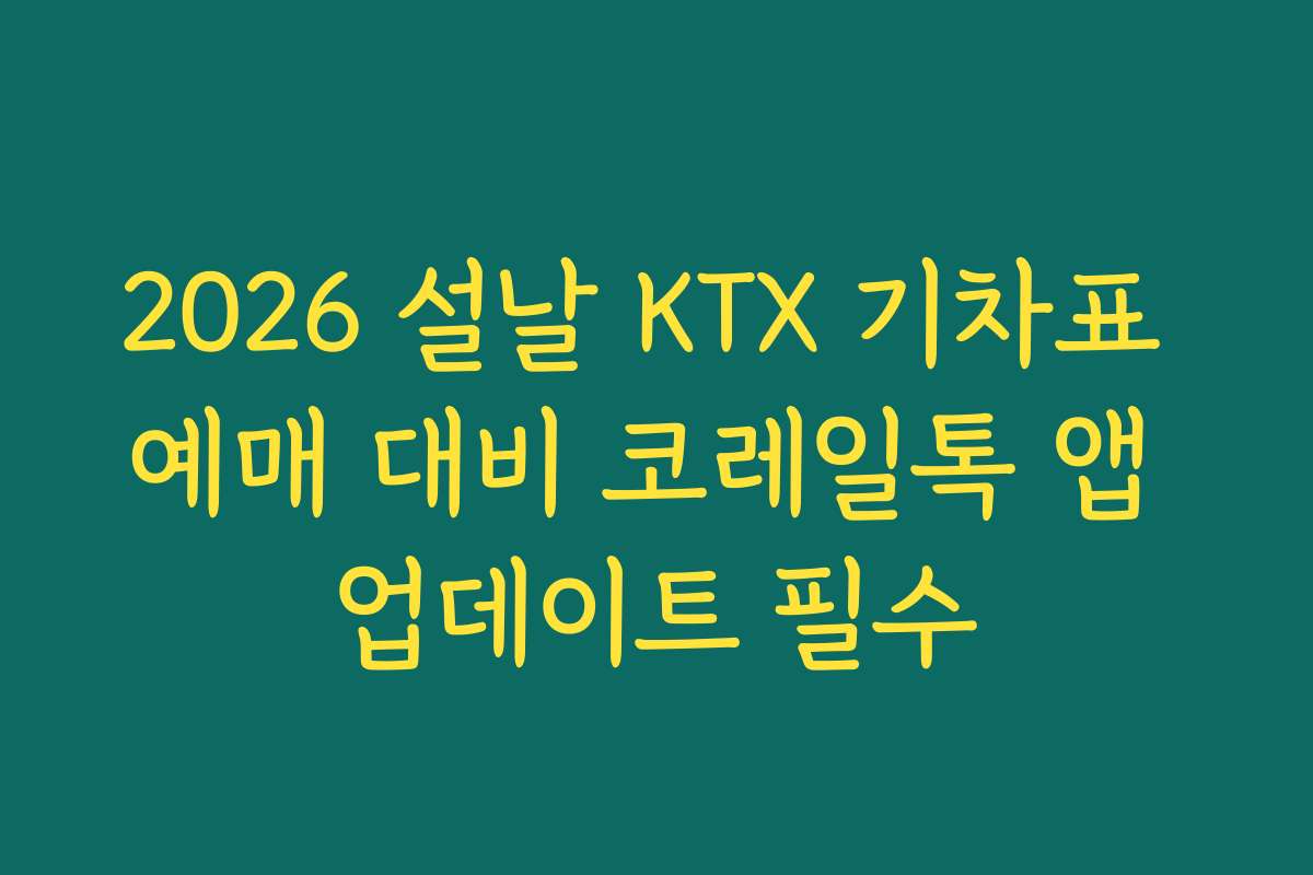 2026 설날 KTX 기차표 예매 대비 코레일톡 앱 업데이트 필수