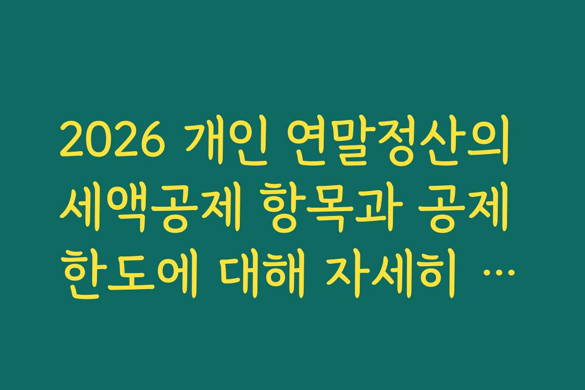 2026 개인 연말정산의 세액공제 항목과 공제 한도에 대해 자세히 알아보기