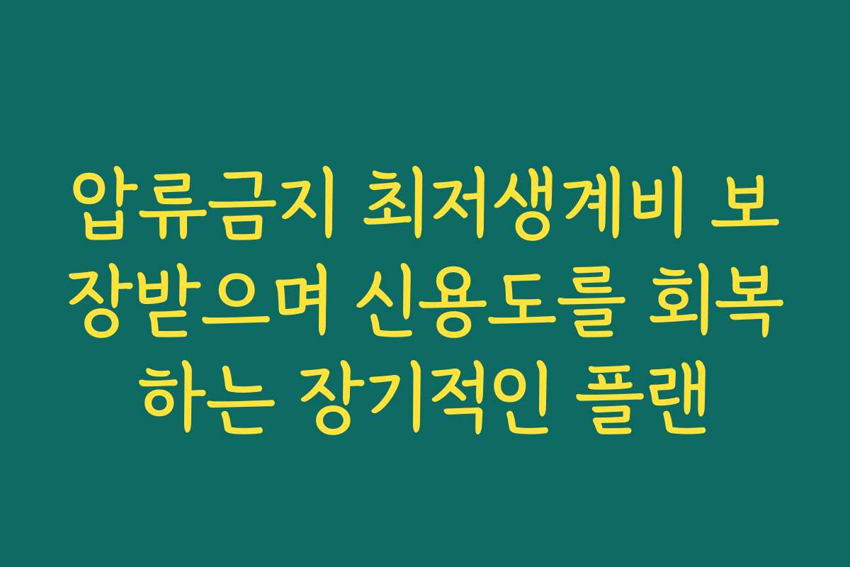압류금지 최저생계비 보장받으며 신용도를 회복하는 장기적인 플랜