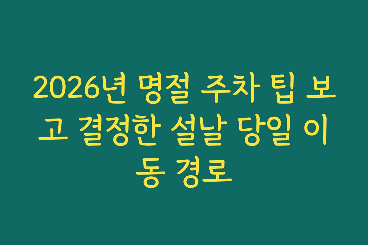 2026년 명절 주차 팁 보고 결정한 설날 당일 이동 경로