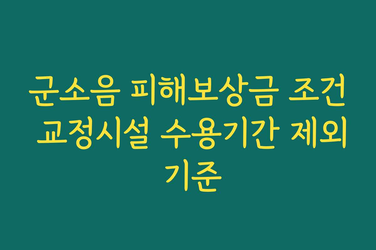 군소음 피해보상금 조건 교정시설 수용기간 제외 기준