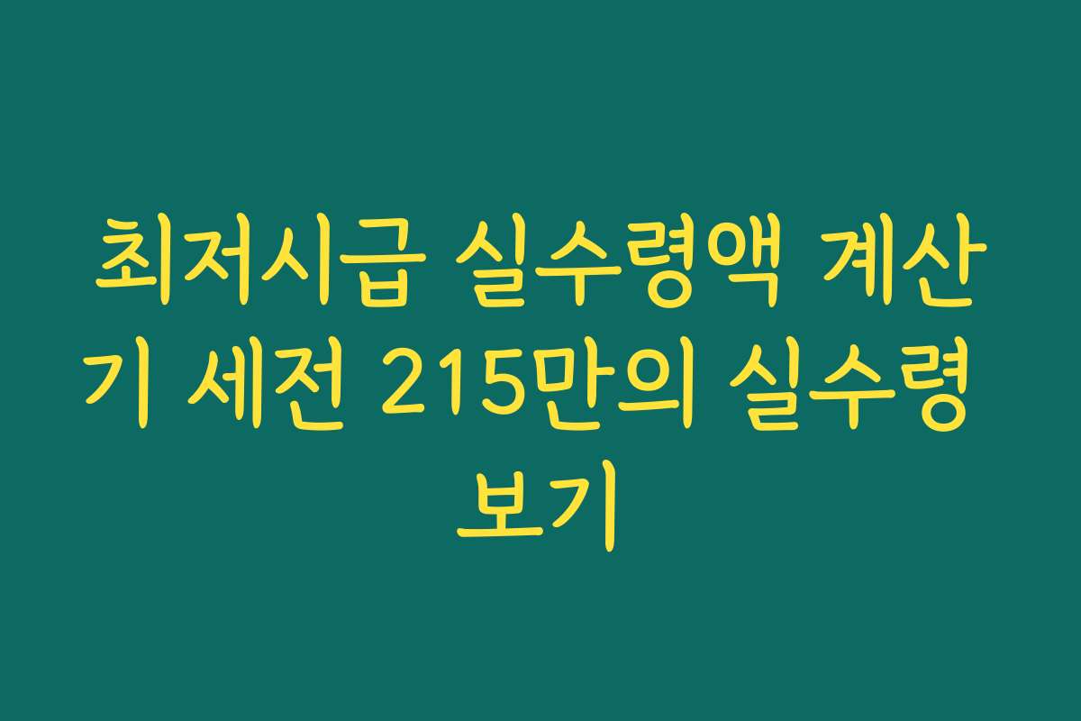 최저시급 실수령액 계산기 세전 215만의 실수령 보기