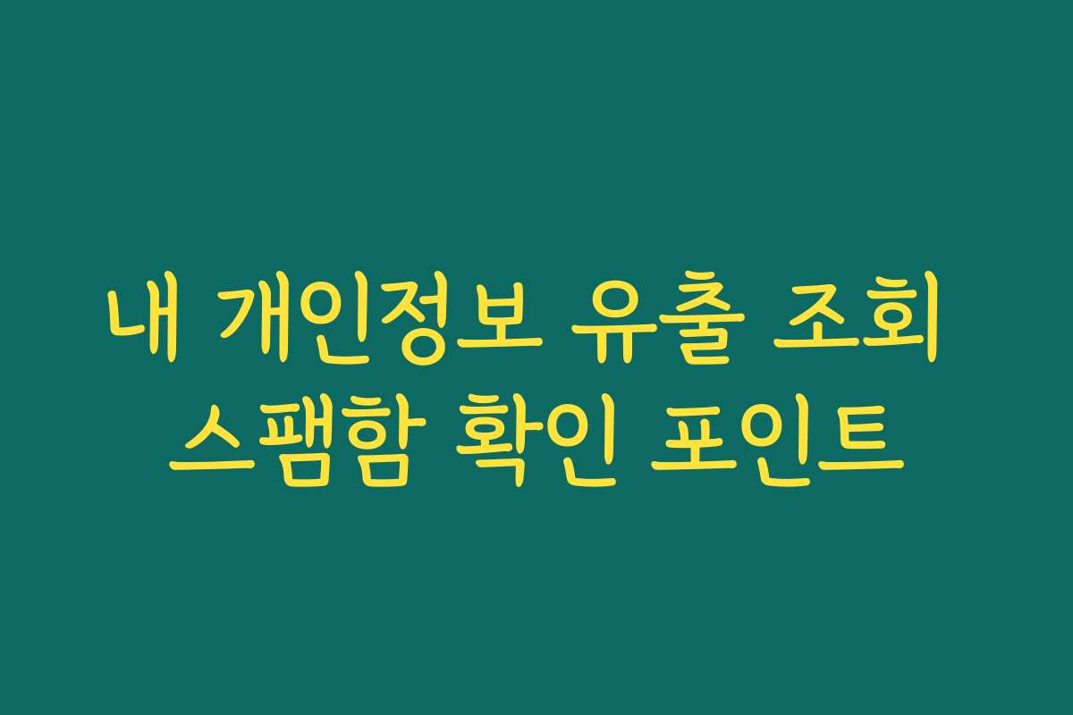 내 개인정보 유출 조회 스팸함 확인 포인트