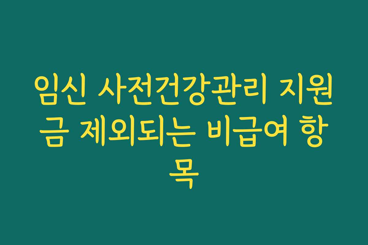 임신 사전건강관리 지원금 제외되는 비급여 항목