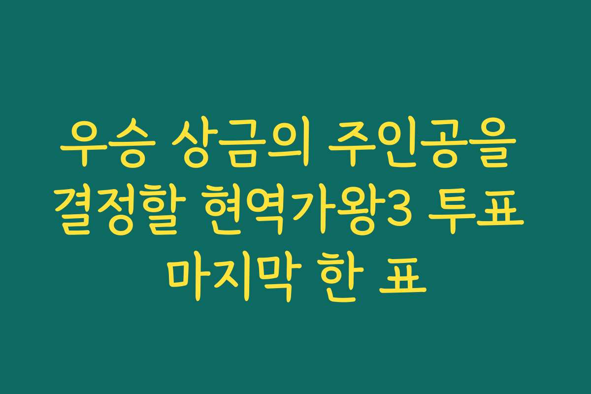 우승 상금의 주인공을 결정할 현역가왕3 투표 마지막 한 표