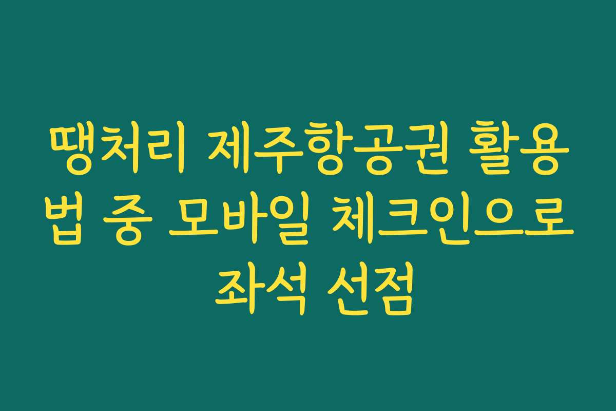 땡처리 제주항공권 활용법 중 모바일 체크인으로 좌석 선점