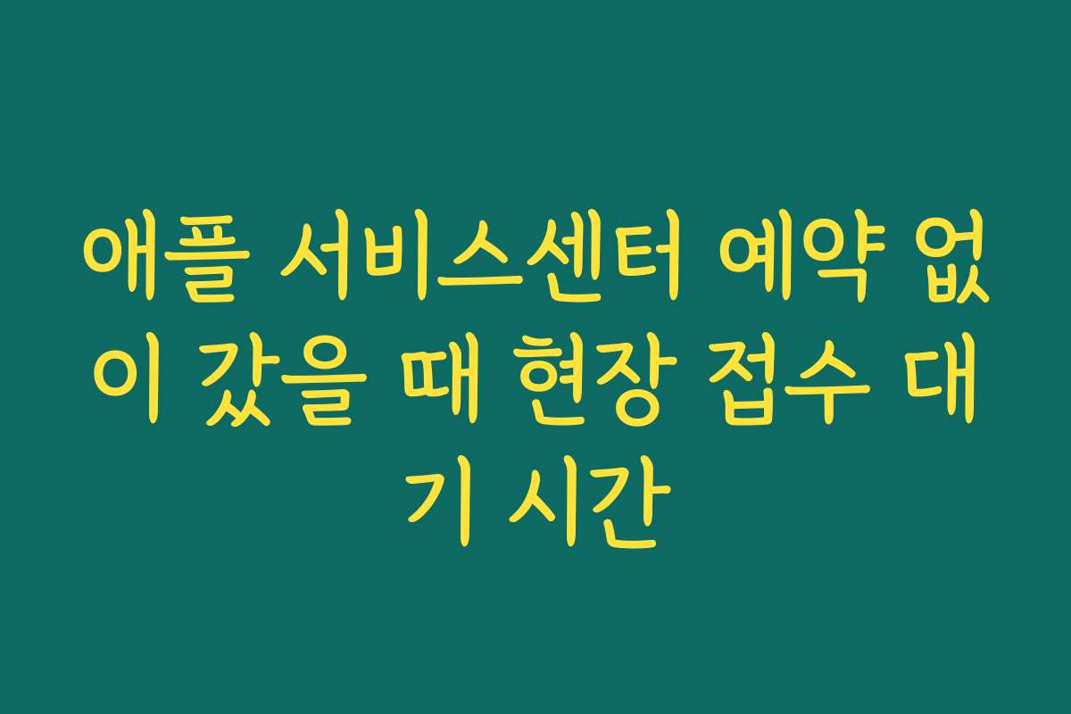 애플 서비스센터 예약 없이 갔을 때 현장 접수 대기 시간