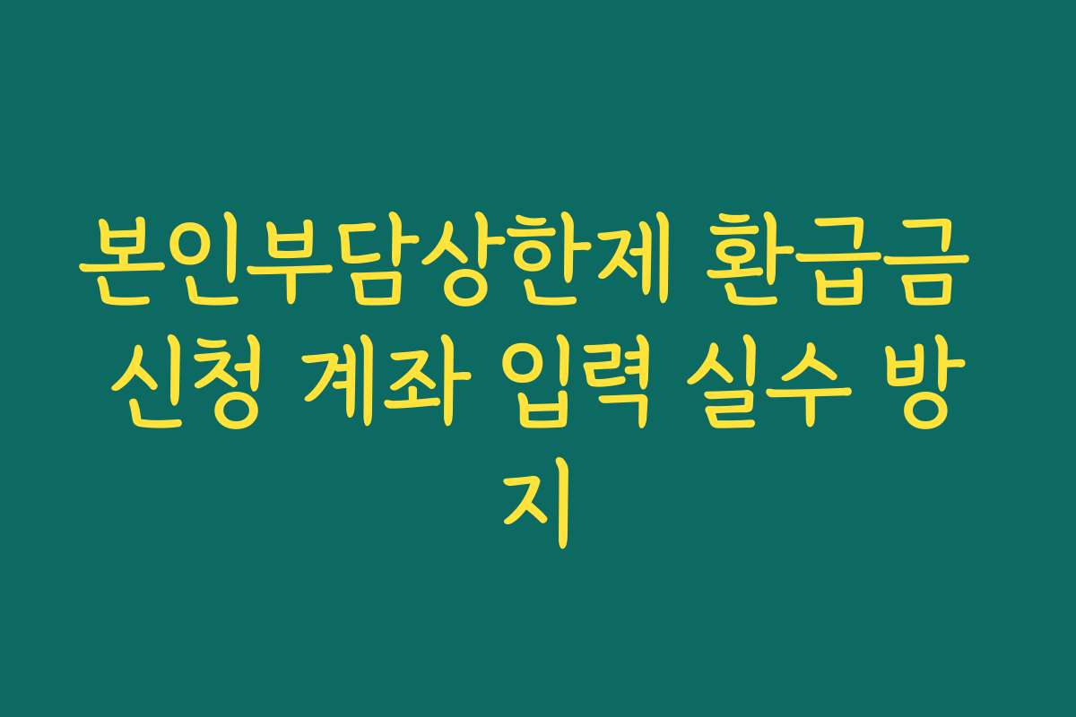 본인부담상한제 환급금 신청 계좌 입력 실수 방지