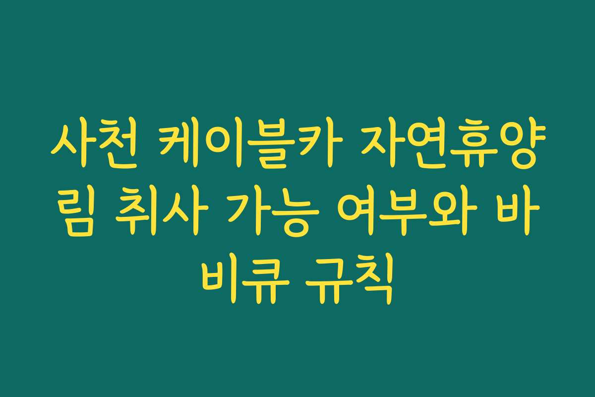 사천 케이블카 자연휴양림 취사 가능 여부와 바비큐 규칙
