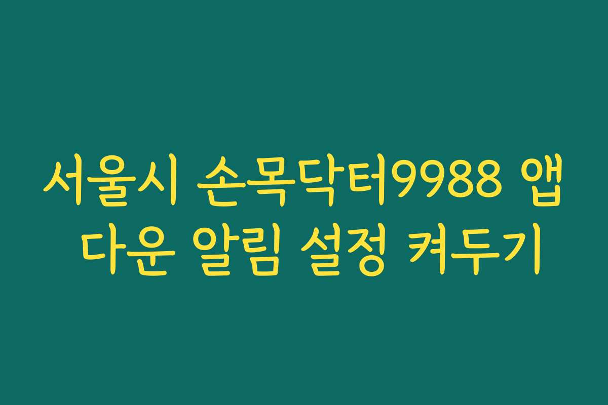 서울시 손목닥터9988 앱 다운 알림 설정 켜두기