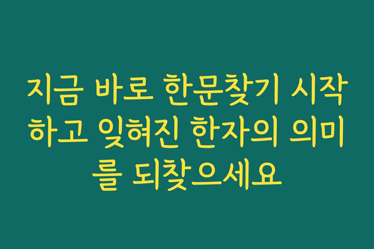 지금 바로 한문찾기 시작하고 잊혀진 한자의 의미를 되찾으세요
