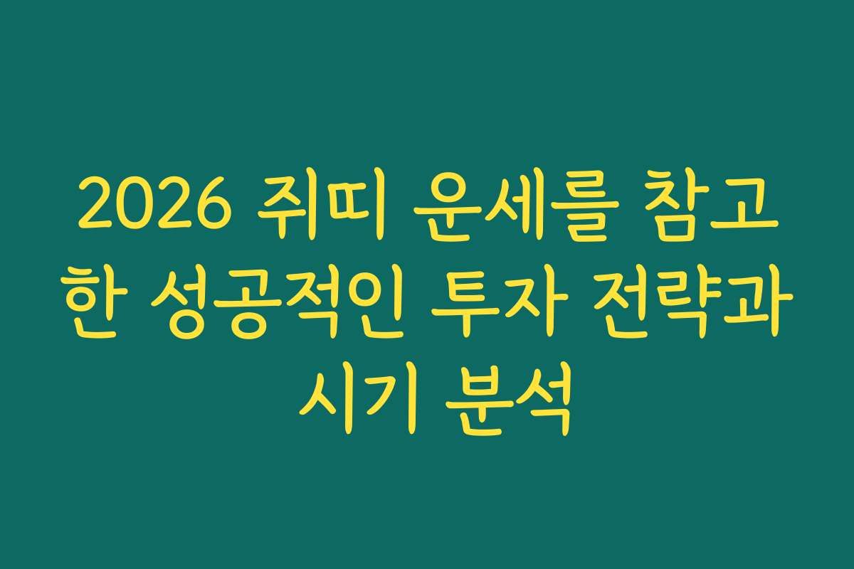 2026 쥐띠 운세를 참고한 성공적인 투자 전략과 시기 분석