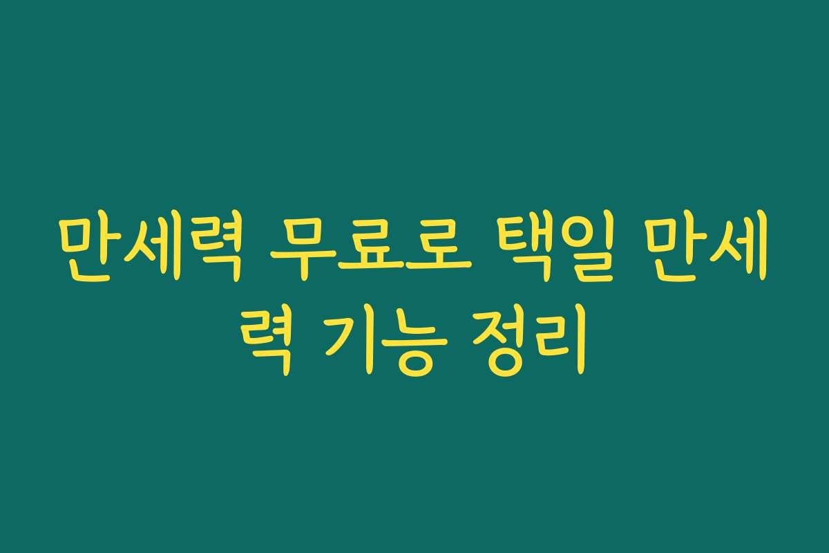 만세력 무료로 택일 만세력 기능 정리