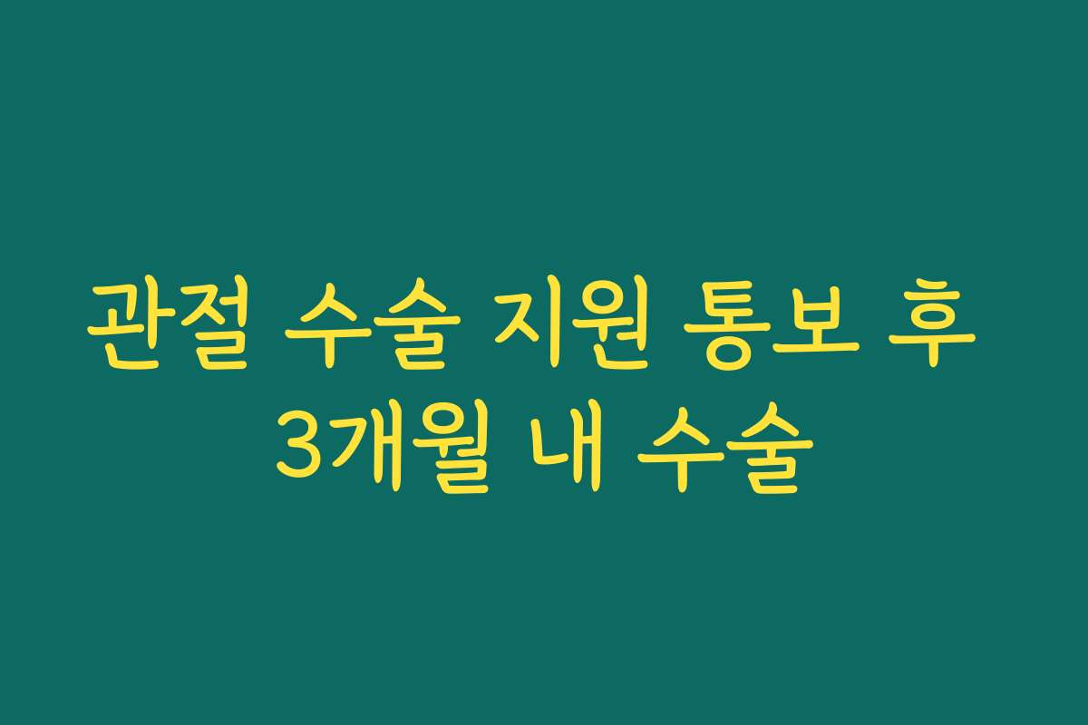 관절 수술 지원 통보 후 3개월 내 수술