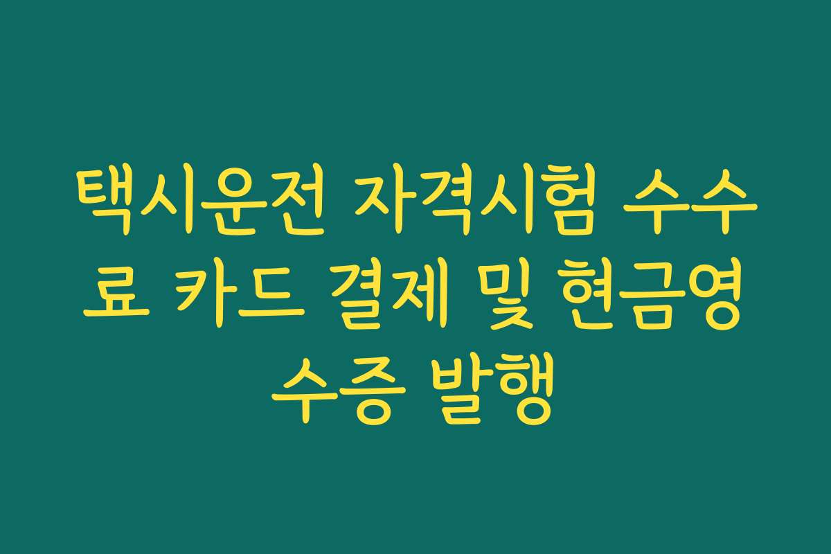 택시운전 자격시험 수수료 카드 결제 및 현금영수증 발행