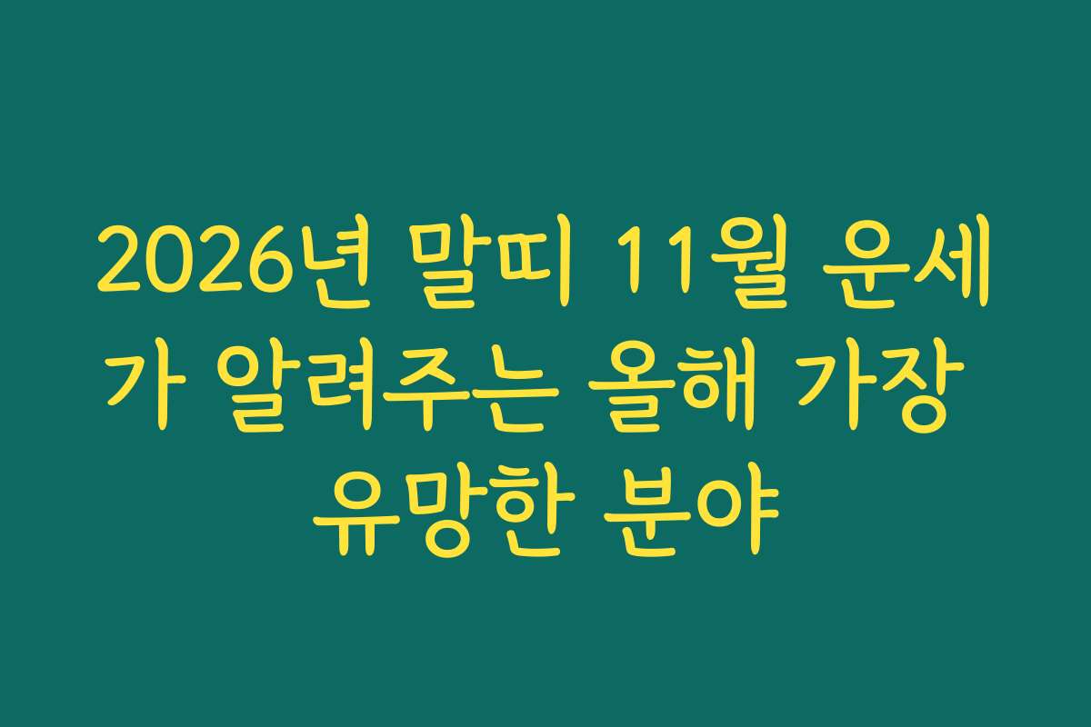 2026년 말띠 11월 운세가 알려주는 올해 가장 유망한 분야