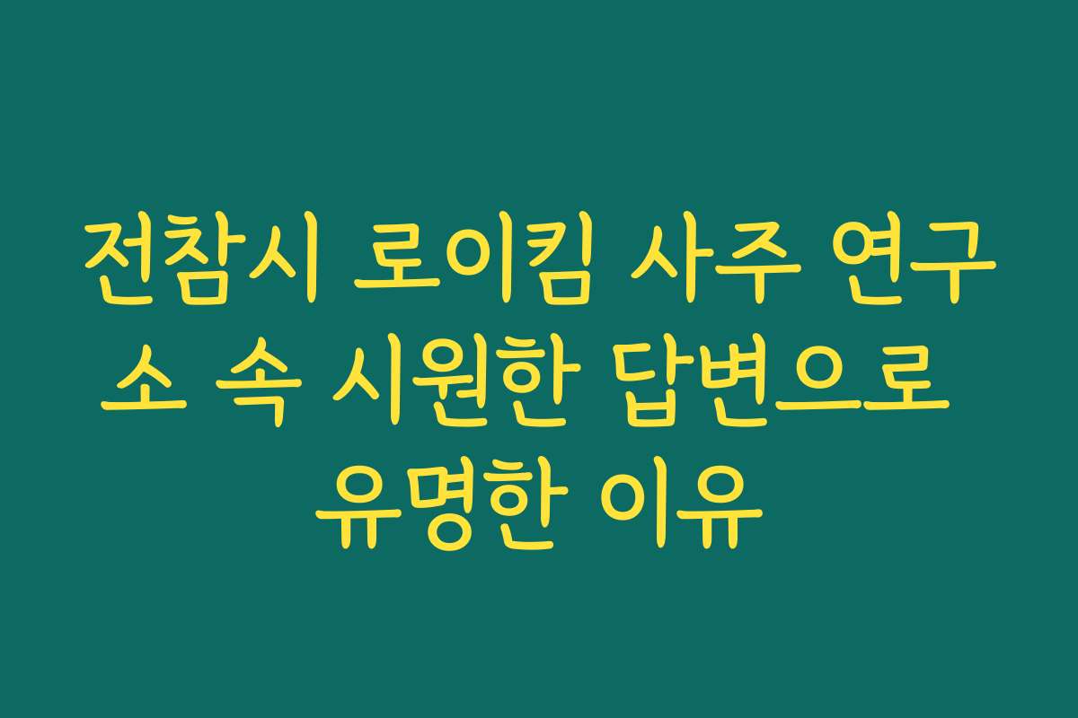 전참시 로이킴 사주 연구소 속 시원한 답변으로 유명한 이유