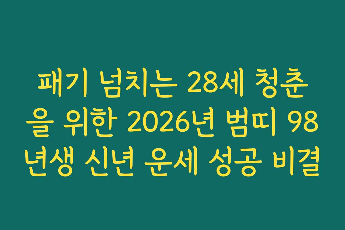 패기 넘치는 28세 청춘을 위한 2026년 범띠 98년생 신년 운세 성공 비결