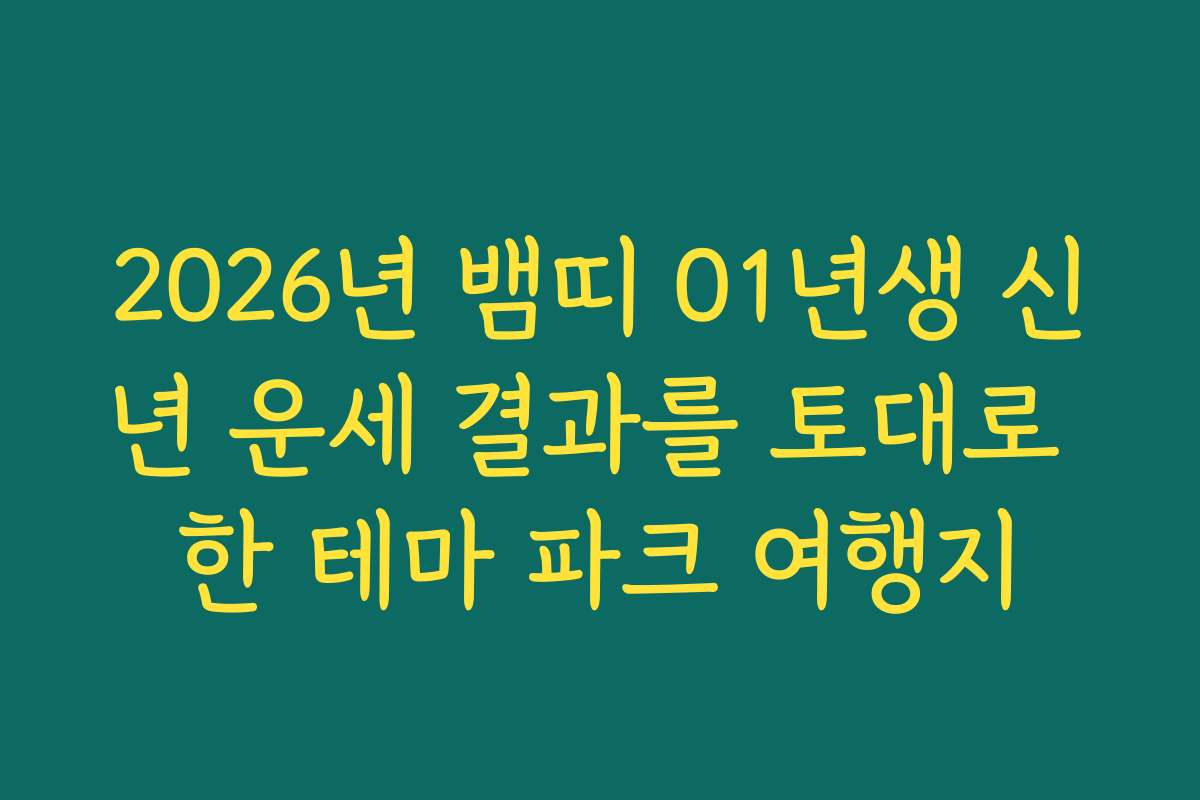 2026년 뱀띠 01년생 신년 운세 결과를 토대로 한 테마 파크 여행지