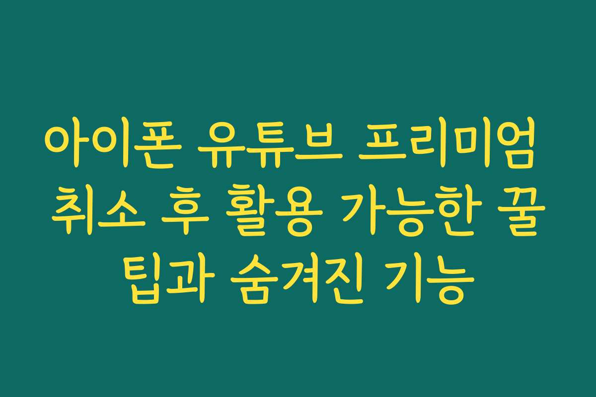 아이폰 유튜브 프리미엄 취소 후 활용 가능한 꿀팁과 숨겨진 기능