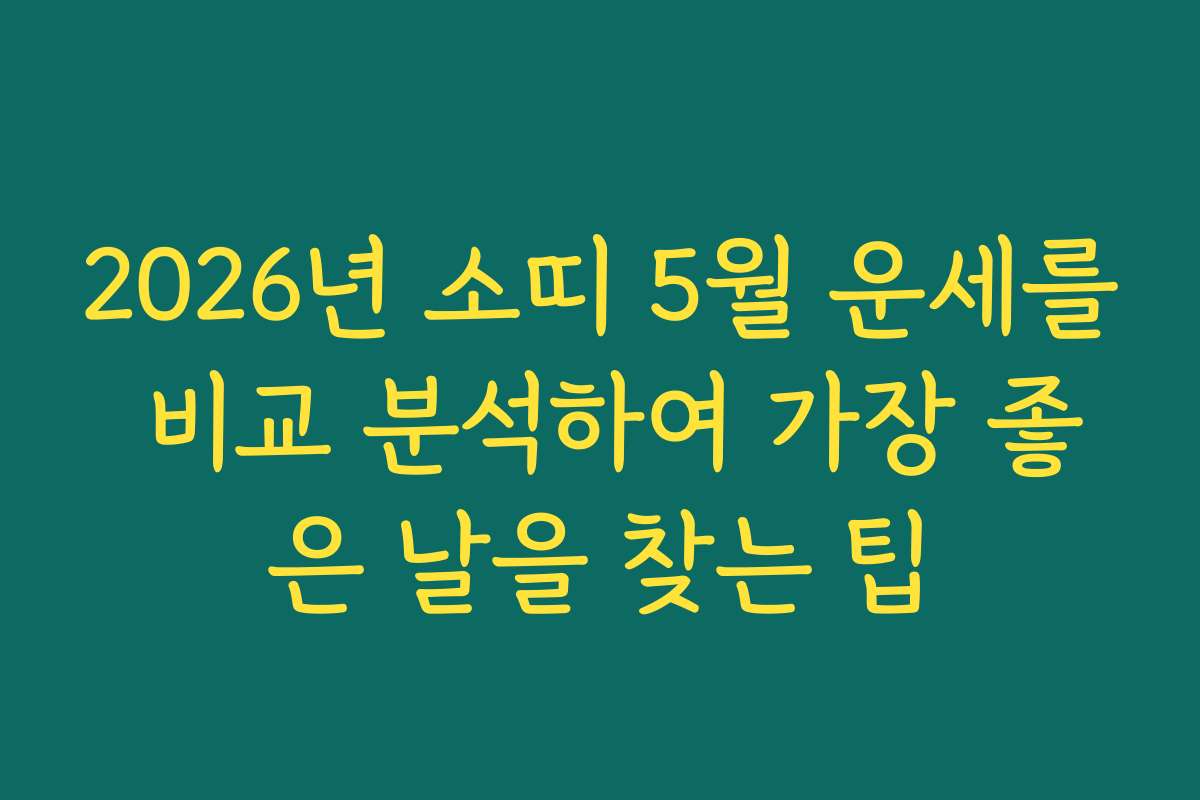2026년 소띠 5월 운세를 비교 분석하여 가장 좋은 날을 찾는 팁