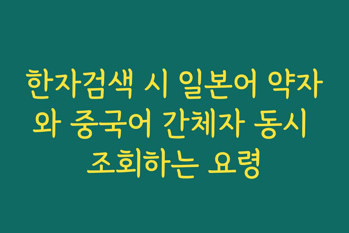한자검색 시 일본어 약자와 중국어 간체자 동시 조회하는 요령
