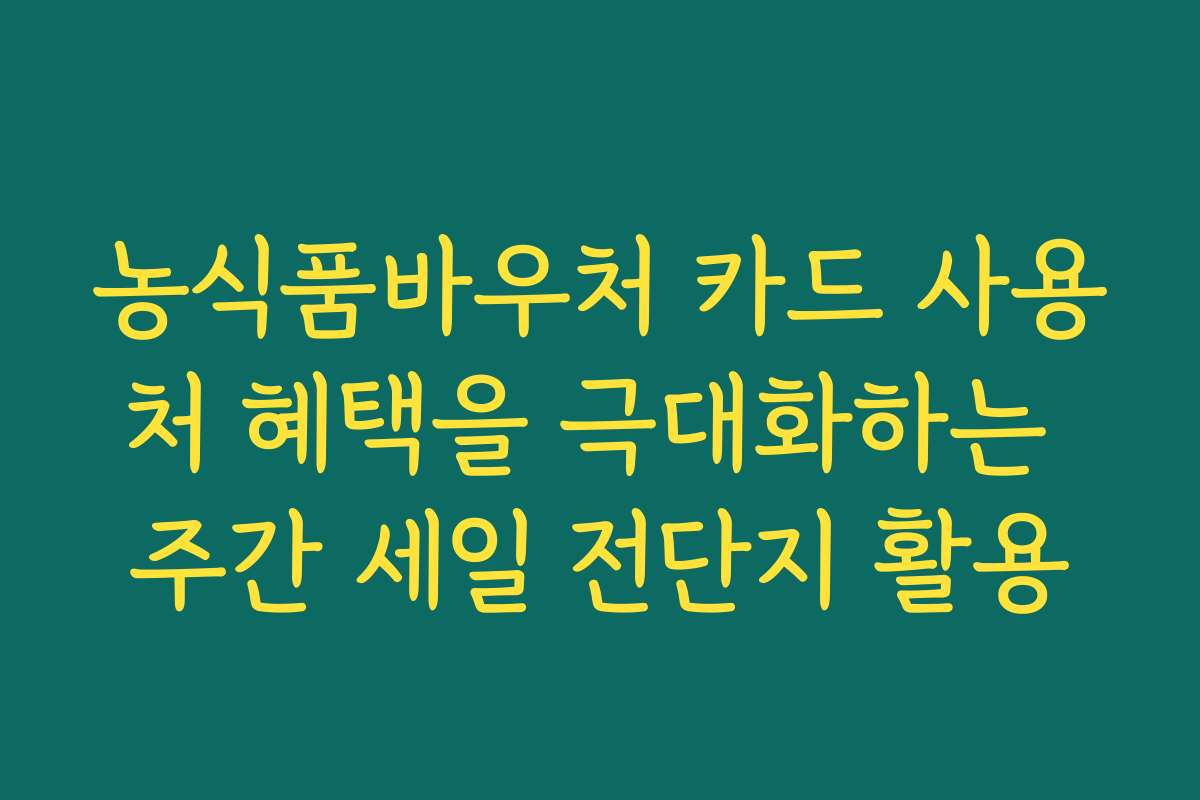 농식품바우처 카드 사용처 혜택을 극대화하는 주간 세일 전단지 활용