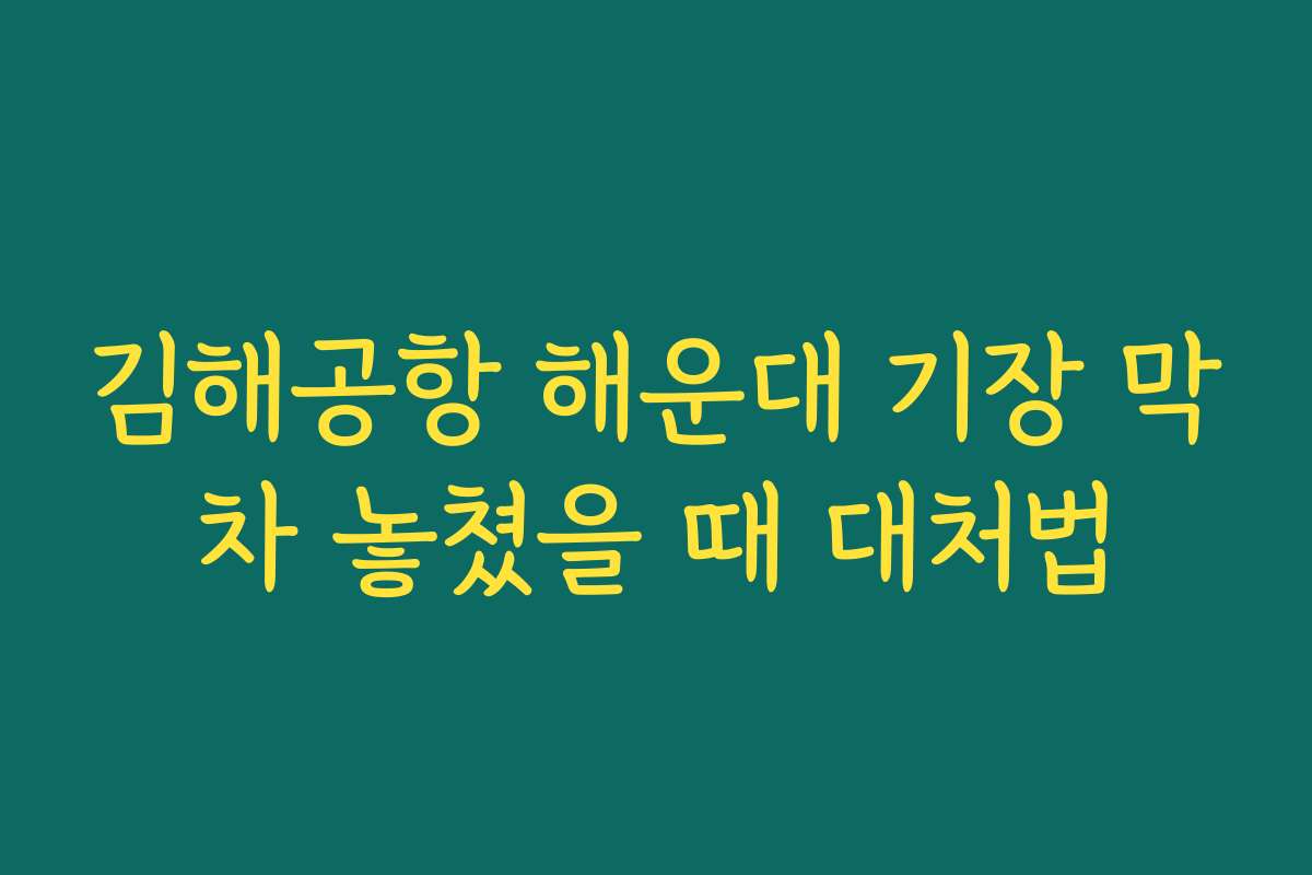 김해공항 해운대 기장 막차 놓쳤을 때 대처법