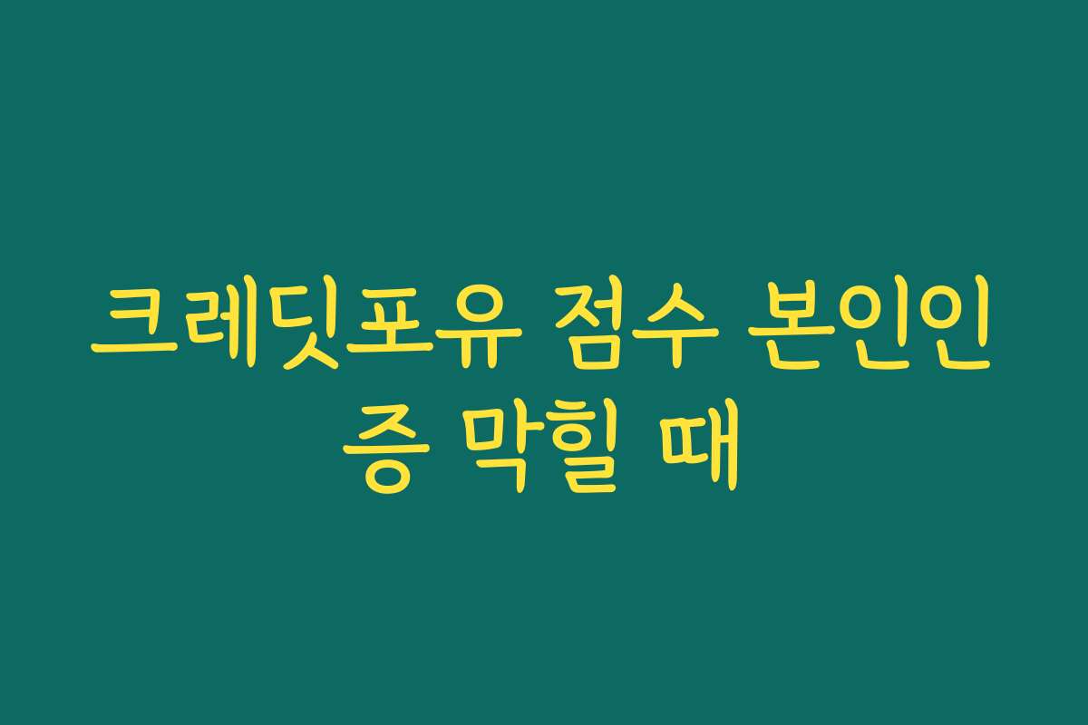 크레딧포유 점수 본인인증 막힐 때