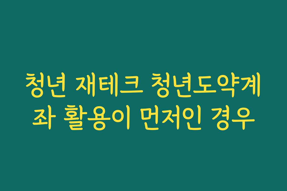 청년 재테크 청년도약계좌 활용이 먼저인 경우