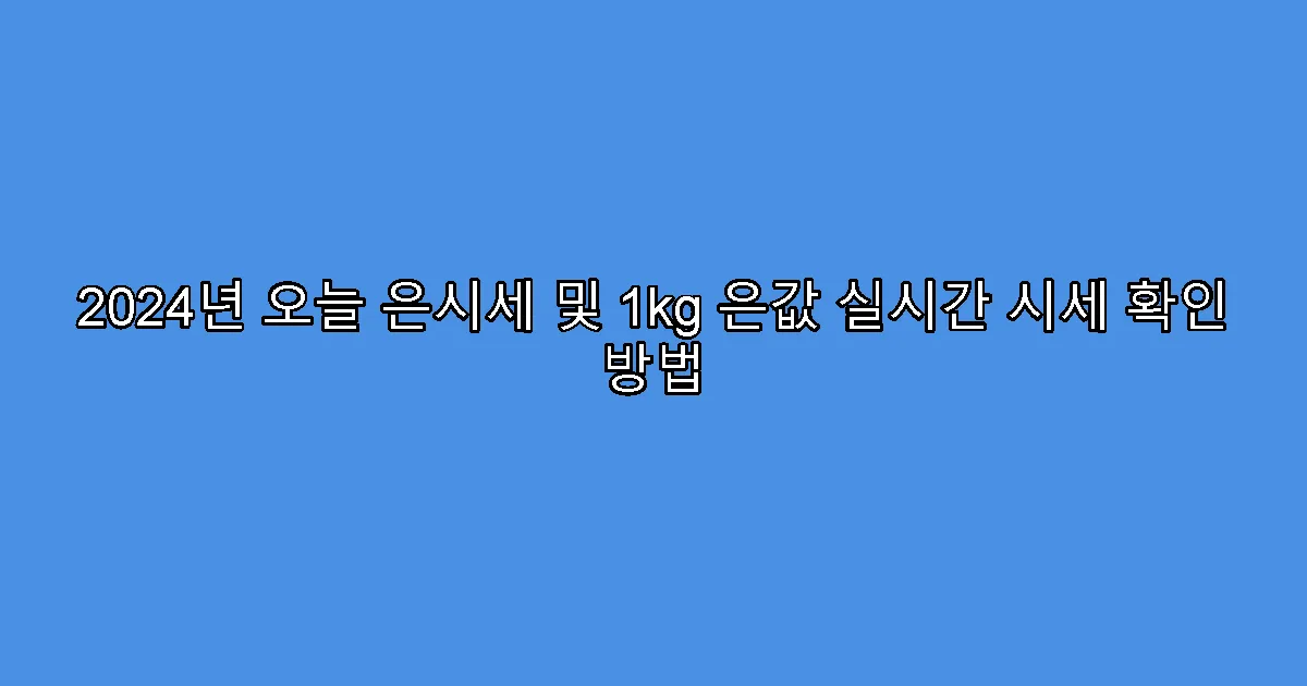 2024년 오늘 은시세 및 1kg 은값 실시간 시세 확인 방법