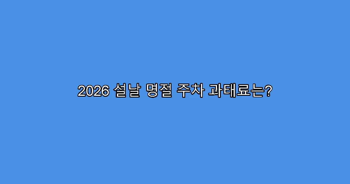 2026 설날 명절 주차 과태료는?