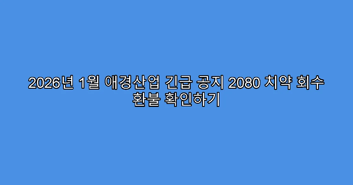 2026년 1월 애경산업 긴급 공지 2080 치약 회수 환불 확인하기