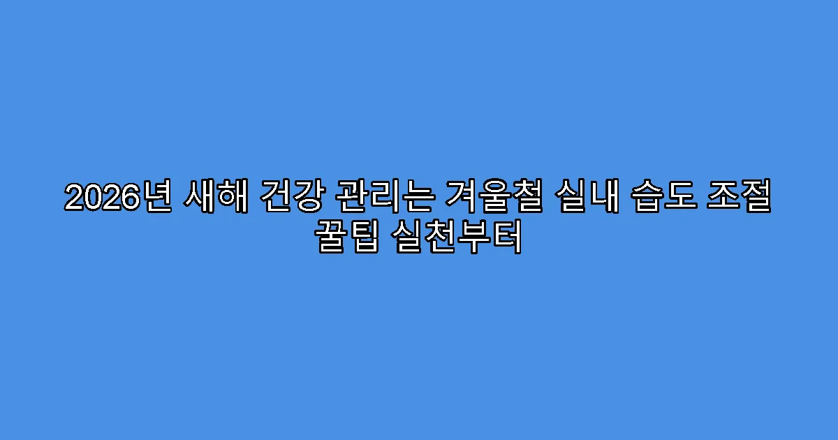 2026년 새해 건강 관리는 겨울철 실내 습도 조절 꿀팁 실천부터