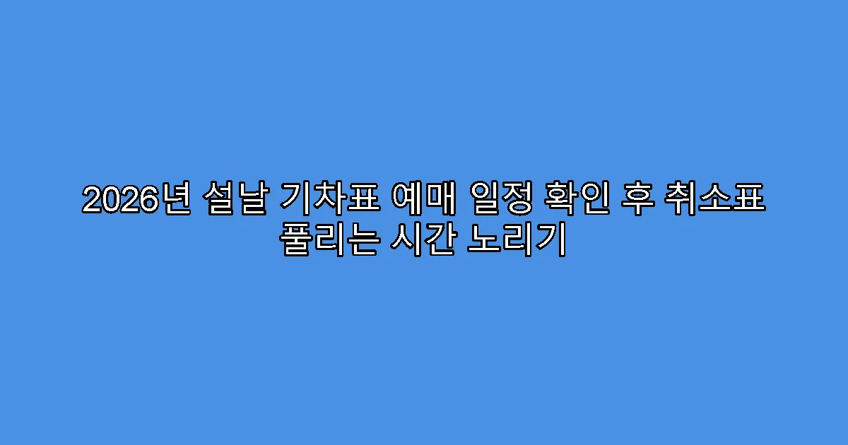 2026년 설날 기차표 예매 일정 확인 후 취소표 풀리는 시간 노리기