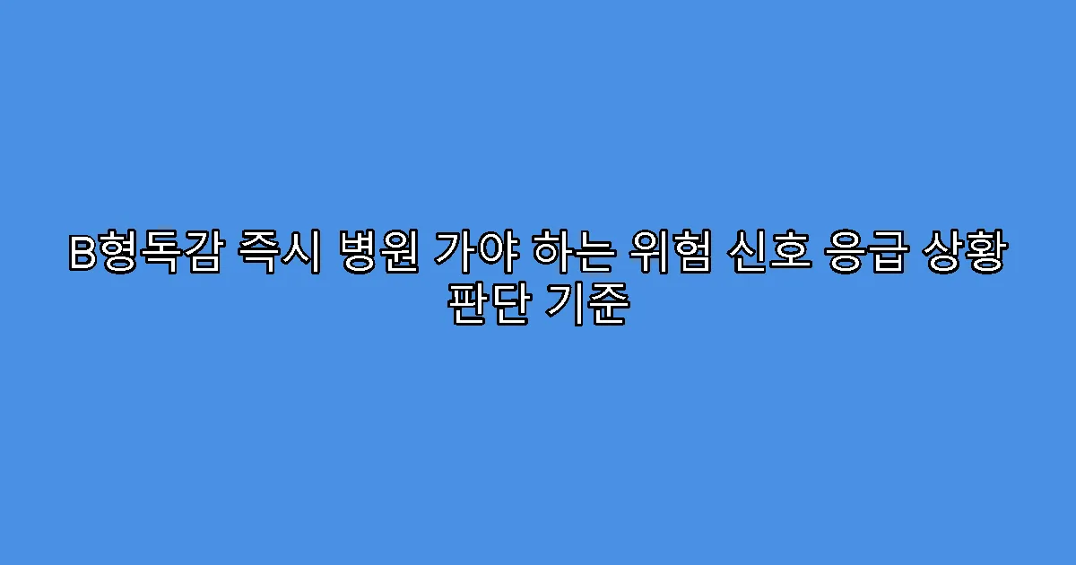 B형독감 즉시 병원 가야 하는 위험 신호 응급 상황 판단 기준