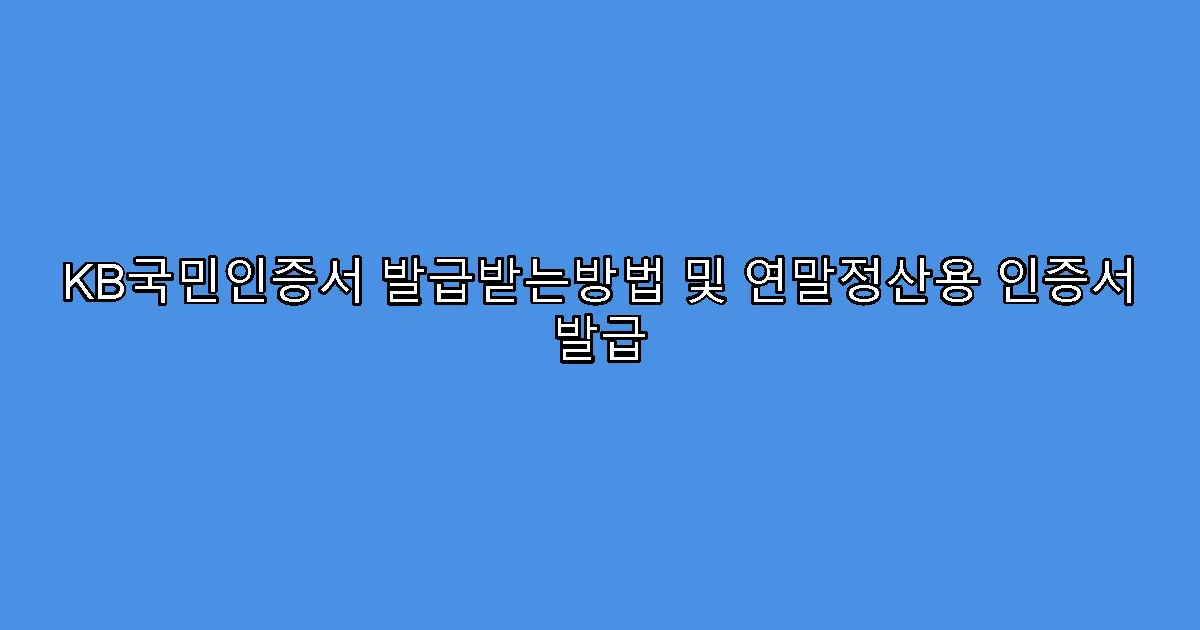 KB국민인증서 발급받는방법 및 연말정산용 인증서 발급