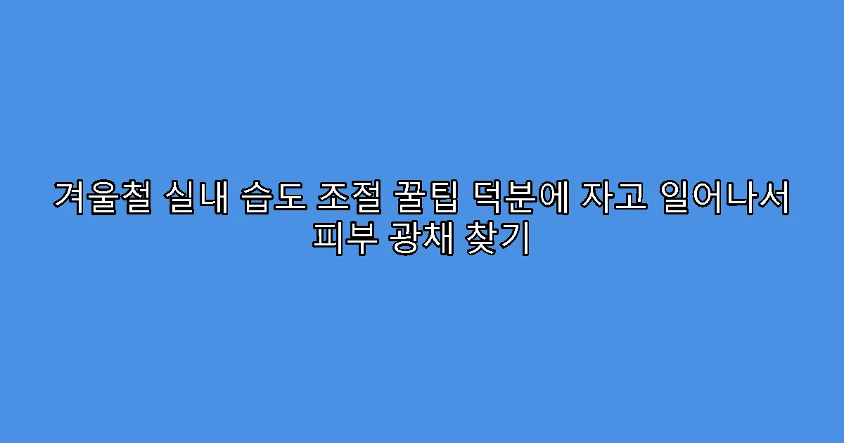겨울철 실내 습도 조절 꿀팁 덕분에 자고 일어나서 피부 광채 찾기