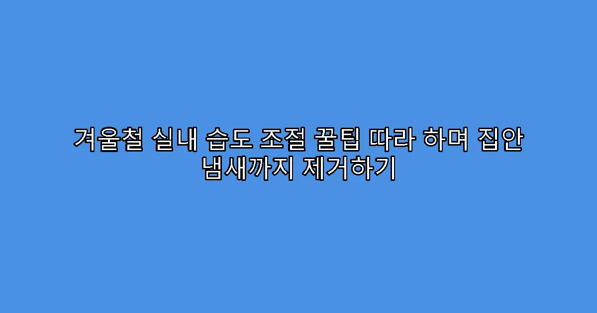 겨울철 실내 습도 조절 꿀팁 따라 하며 집안 냄새까지 제거하기
