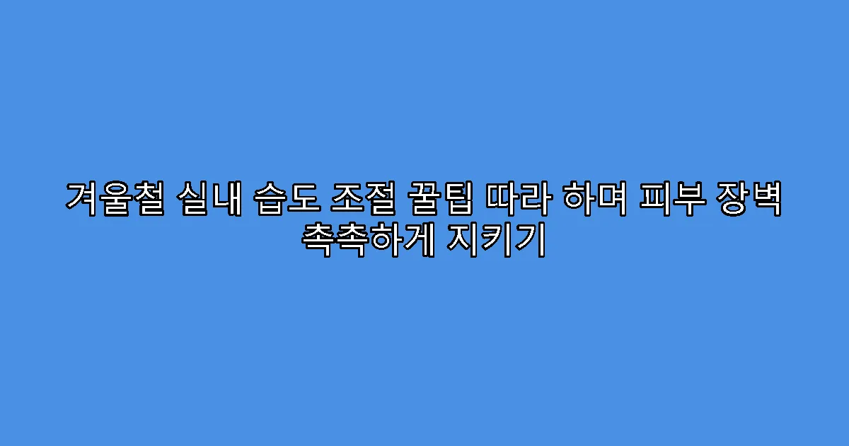겨울철 실내 습도 조절 꿀팁 따라 하며 피부 장벽 촉촉하게 지키기