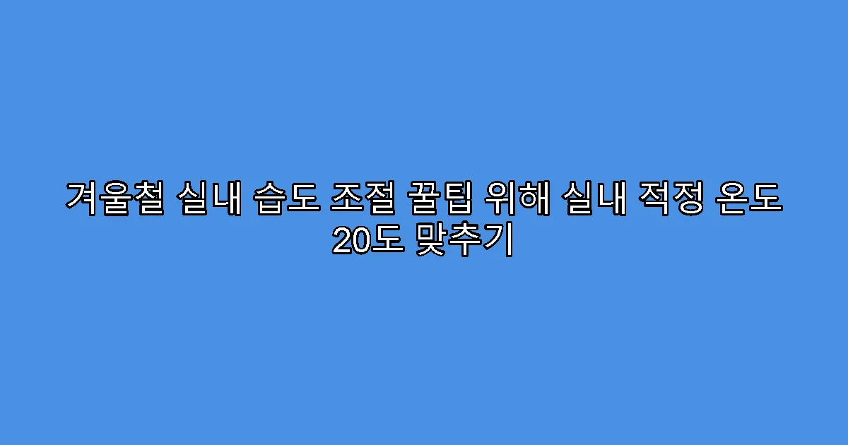 겨울철 실내 습도 조절 꿀팁 위해 실내 적정 온도 20도 맞추기